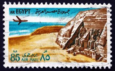 Tuinposter Postage stamp Egypt 1972 Temples at Abu Simbel © laufer