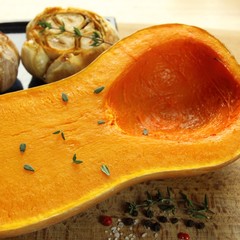 Roasted garlic and pumpkin.