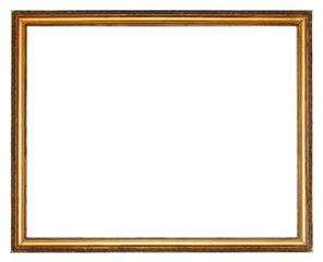 narrow carved golden wooden picture frame - obrazy, fototapety, plakaty