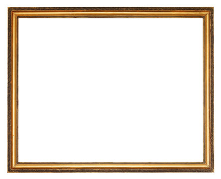 narrow carved golden wooden picture frame