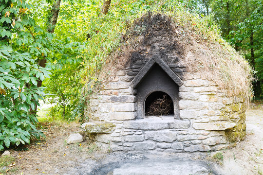 old outdoor stone oven in french village