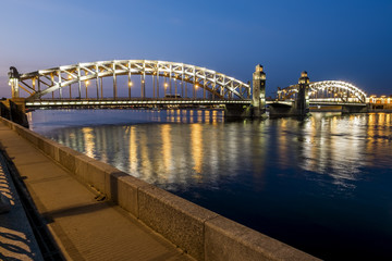 Bolsheokhtinsky bridge across the Neva River in St. Petersburg