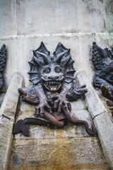 devil figure, bronze sculpture with demonic gargoyles and monste