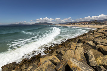Beach landscape in Tarifa, Spain.