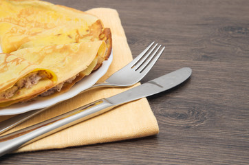 Pancakes with a meat stuffing