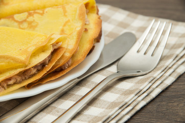 Pancakes with a meat stuffing