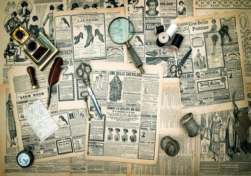 antique accessories, vintage fashion newspaper advertising