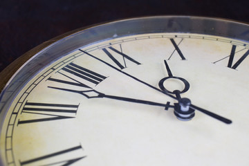 Close up view on clock face of historical watches
