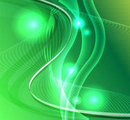 Wave line burst star green background