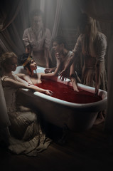 Woman having a blood bath