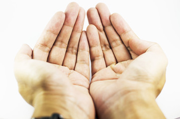 Hand on closeup in Isolated Background