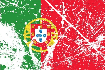 Illustration of a decayted flag of Portugal
