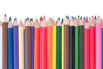 Colour pencils isolated on white background