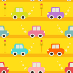 Seamless pattern with cartoon cars.