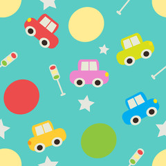 Seamless pattern with cartoon cars.