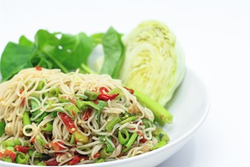 Rice vermicelli spicy salad, Thai style