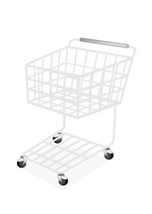 Empty Supermarket Shopping Cart on White Background