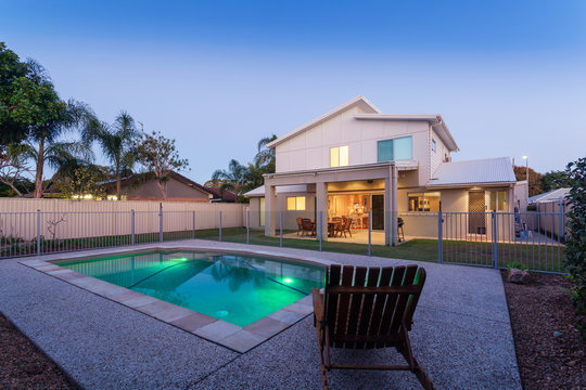 Modern backyard with pool