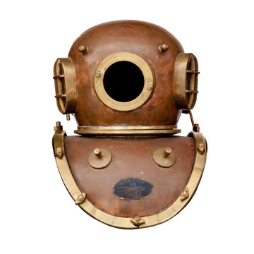 Retro diving helmet isolated