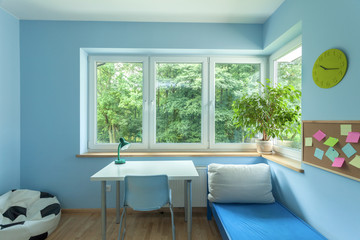 Bright blue room