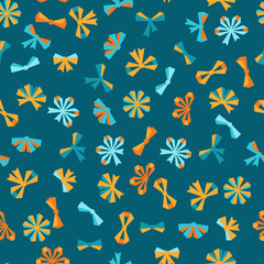 Seamless pattern with abstract various bows and ribbons.
