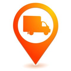 livraison camion sur symbole localisation orange