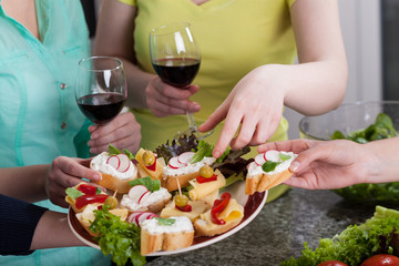 Beautiful sandwiches eating