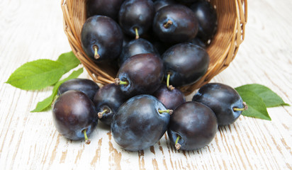 Fresh purple plums
