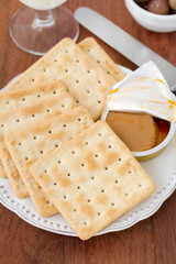 toasts with fish pate on plate