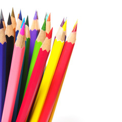 Multicolored pencils isolated on white background
