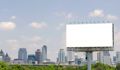 Obraz premium large blank billboard on road with city view background