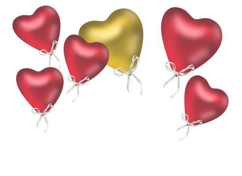 rote und ein goldener Herzluftballon
