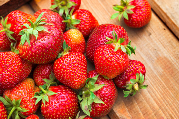 Strawberry on wooden table