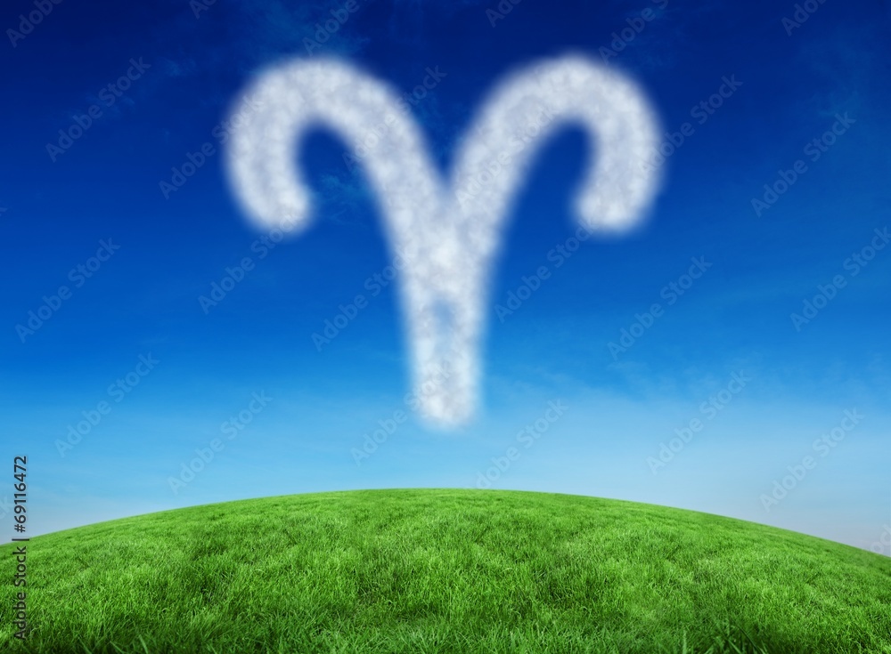 Poster Composite image of cloud in shape of aries star sign