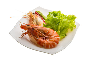 Boiled king prawns