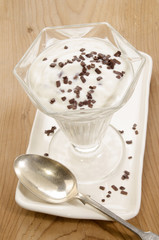 yogurt in a glass with chocolate sprinkles
