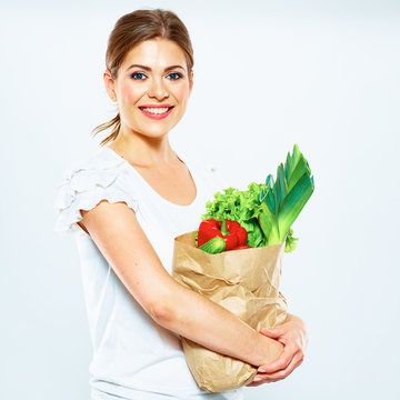 Healthy lifestyle with green vegan food. Young woman green diet