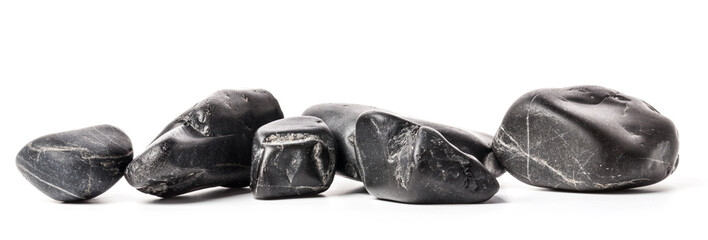 Black stones isolated on white background