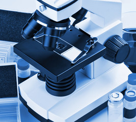microscope and biological reagents