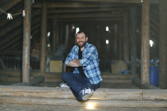 portrait of a bearded man in a rustic style