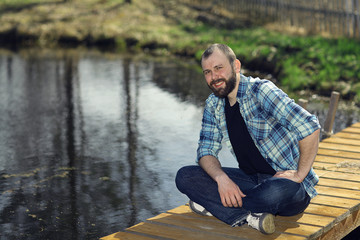 man resting in the village