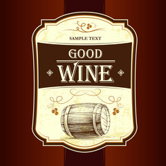 Wine cask . labels for wine with grapes. Barrel. Ceg - obrazy, fototapety, plakaty