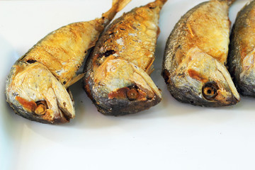fried mackerel in the plate