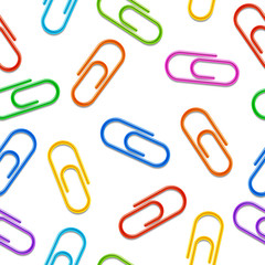 Seamless pattern of color office clips.