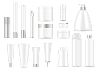 Blank cosmetic tubes. White and silver colors