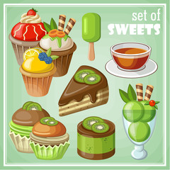 Set of sweets. vector illustration