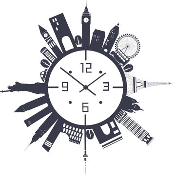 Travel clock in black and white