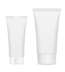 wo black cosmetic tubes isolated on white.