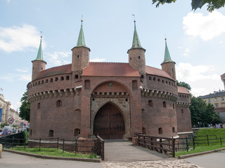 Fototapeta na wymiar View of Krakow barbican -old fortification