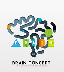 Brain minimal line style infographic banner design